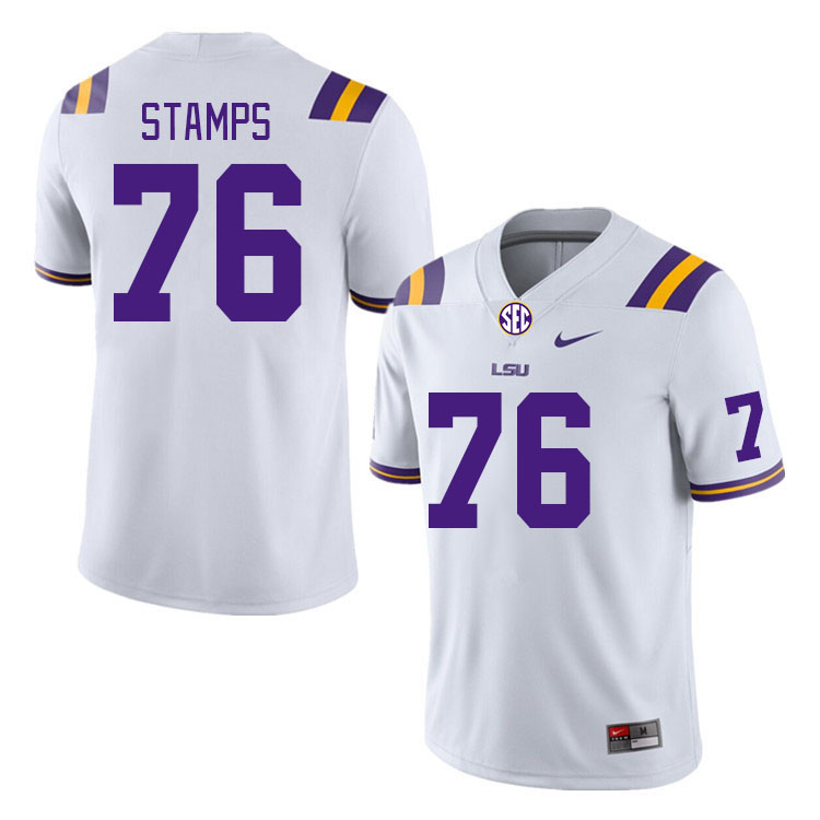 Men #76 Christian Stamps LSU Tigers College Football Jerseys Stitched Sale-White